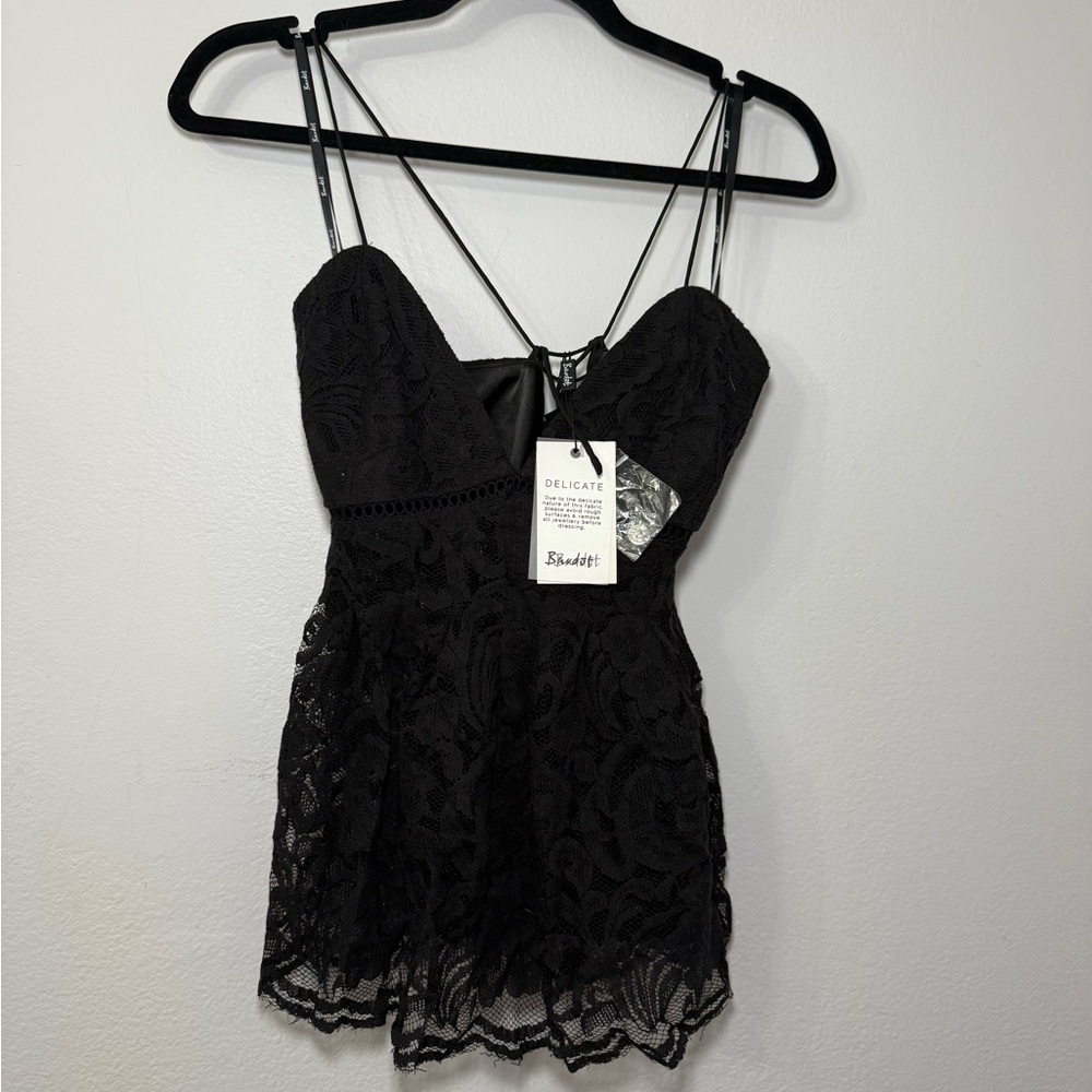 Bardot Black Lace Spaghetti Strap Top